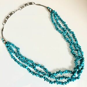 Alice Platero Navajo Exquisite 3-Row Turquoise Sterling Silver 34” Necklace